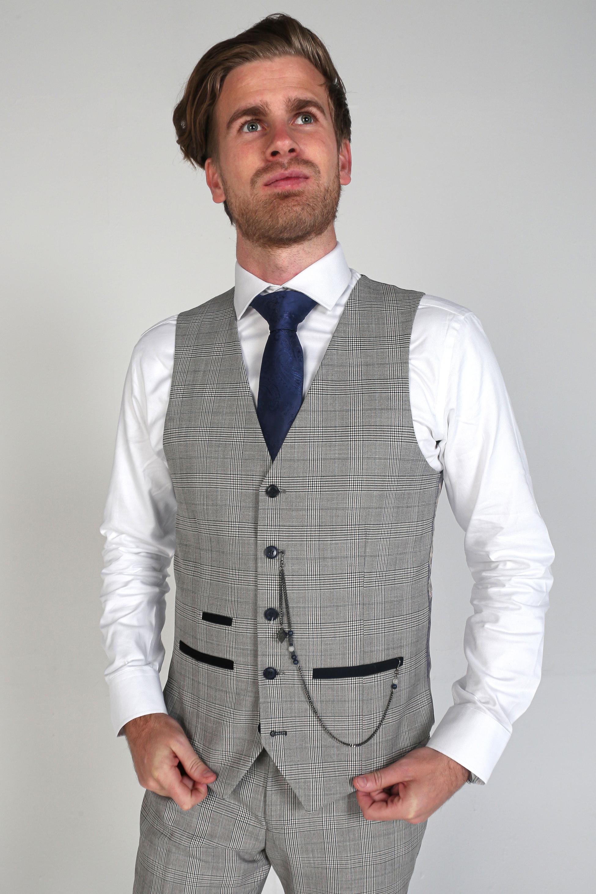Costume Formel en Tweed à Carreaux Windowpane pour Hommes - HUGO - Gris