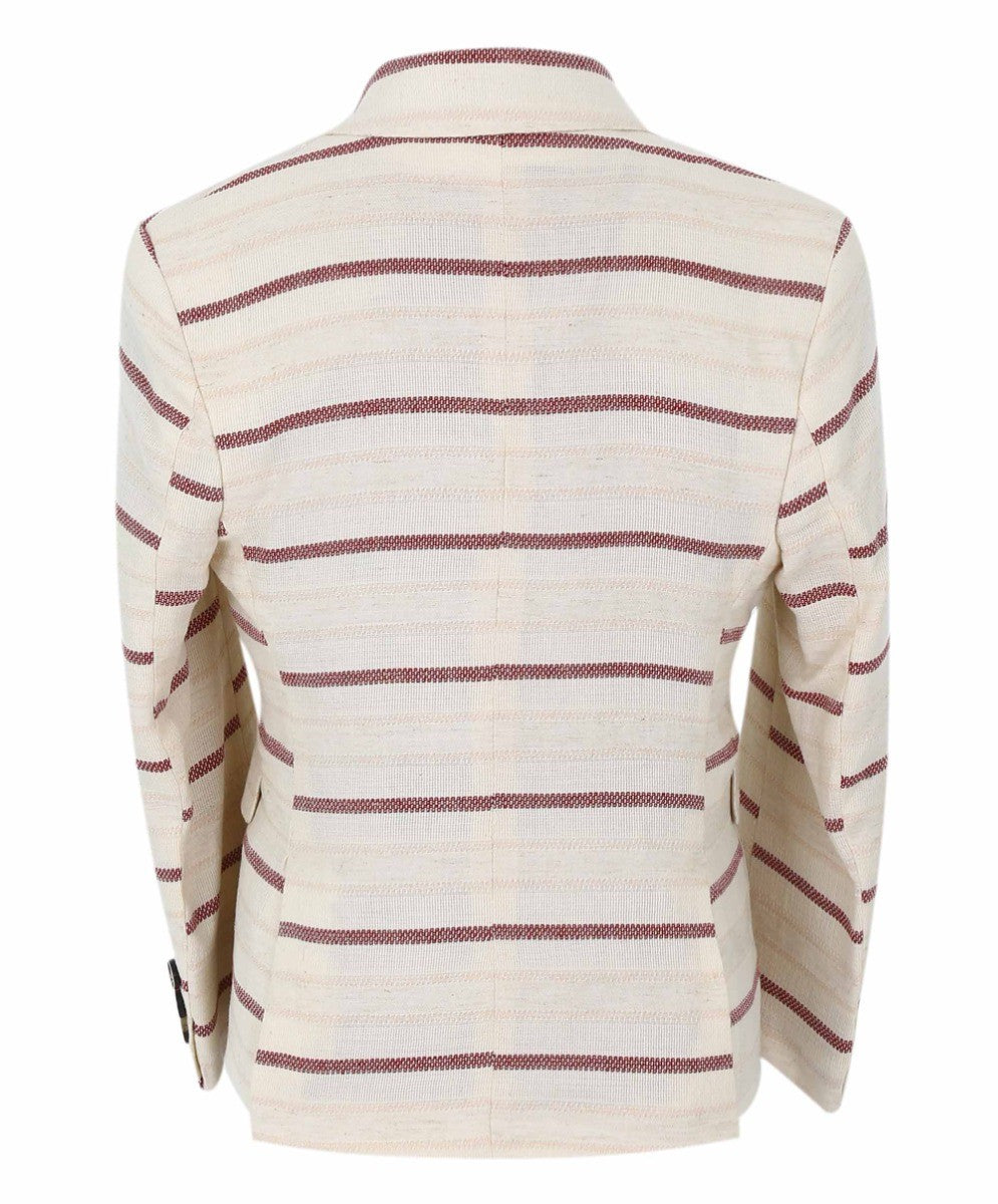 Blazer à Rayures Slim Fit pour Garçons - Beige - Bordeaux