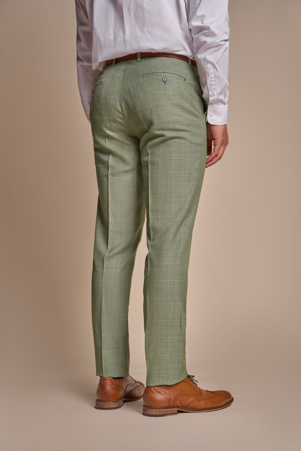 Men's 3-Piece Tweed Glen Check Suit - CARIDI - Sage Green