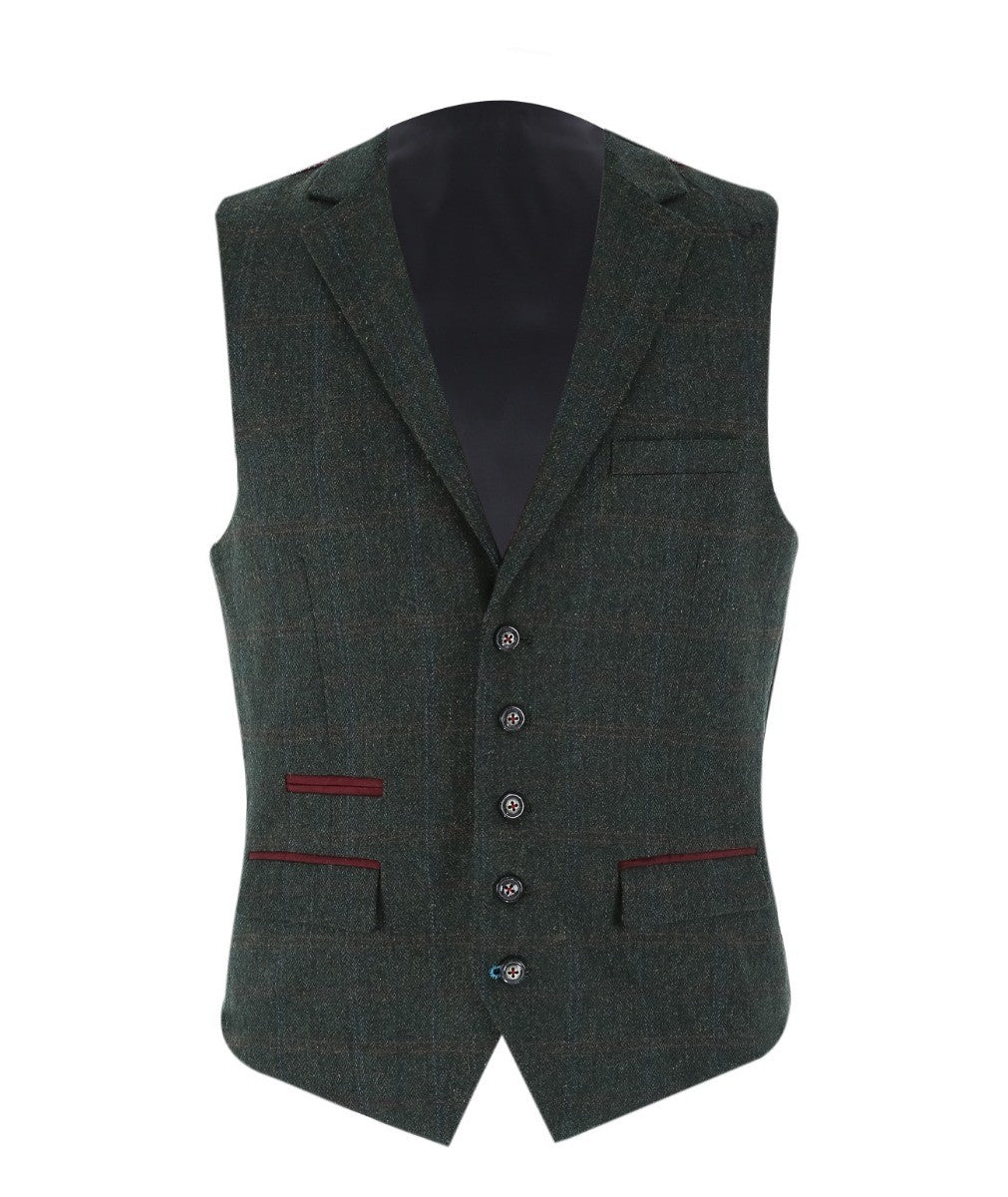 Gilet en Tweed à Motif Check Tailleur pour Homme - JOSHUA Green - Vert