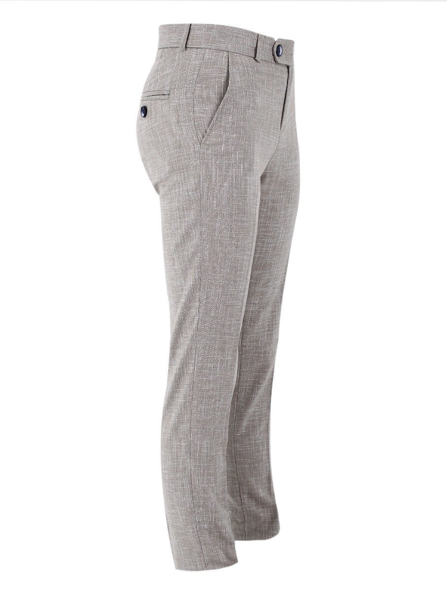 Jungen Slim Fit Fensterkaro Anzug - Beige