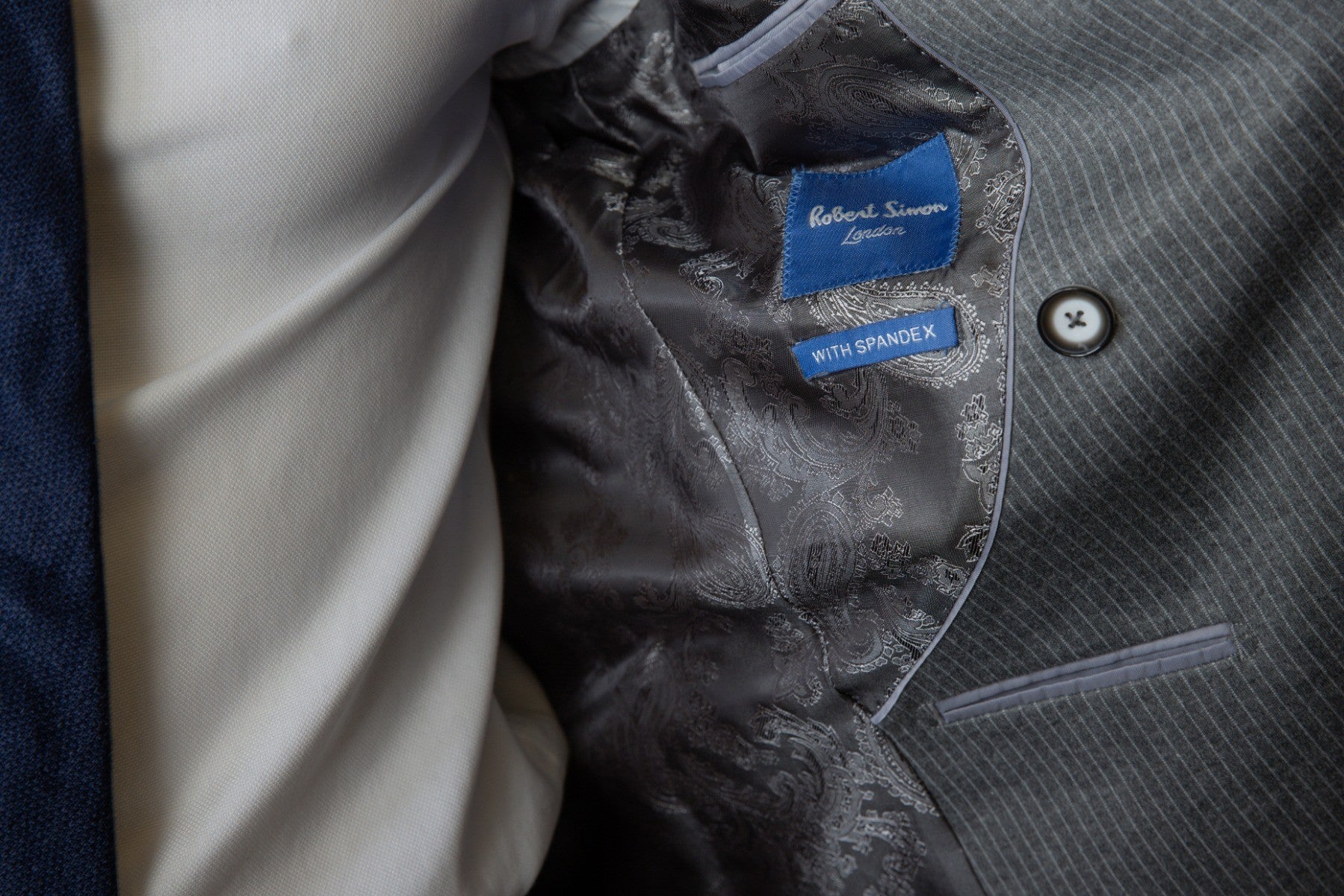 Men's Double Breasted Pinstripe Suit - JAYCE Grey