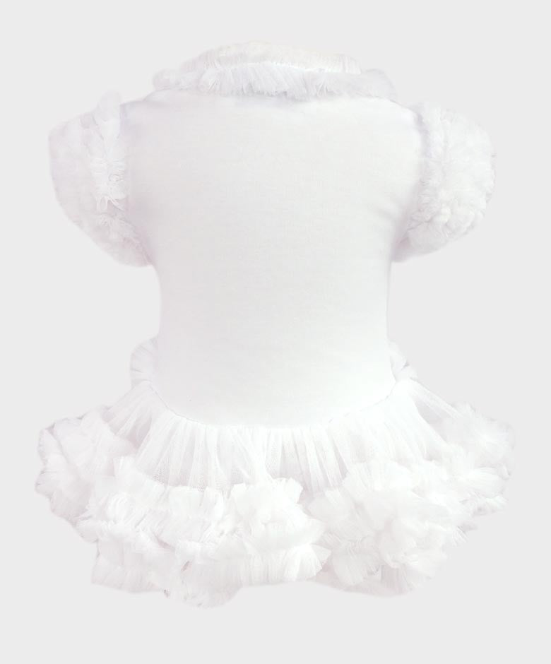 Bodysuit Tutu en Tulle et Coton pour Fillettes - Blanc
