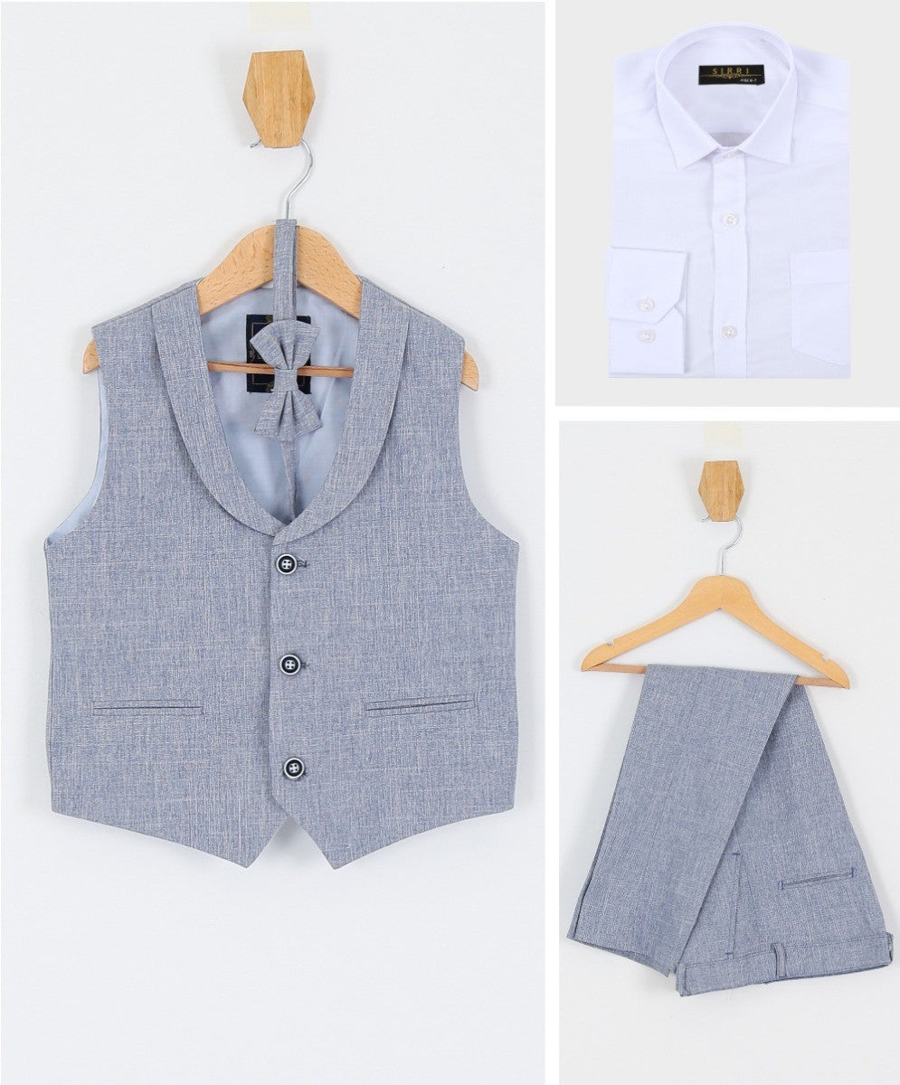 4-teiliges Weste-Set aus Baumwolle und Leinen für Babys und Jungen - Marineblau