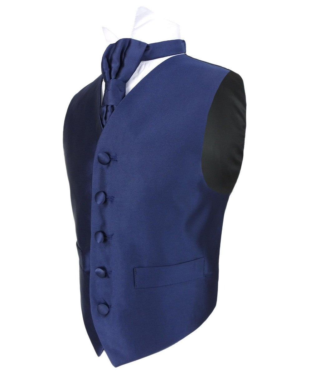 Jungen Satin Weste & Krawatten-Set - Navyblau