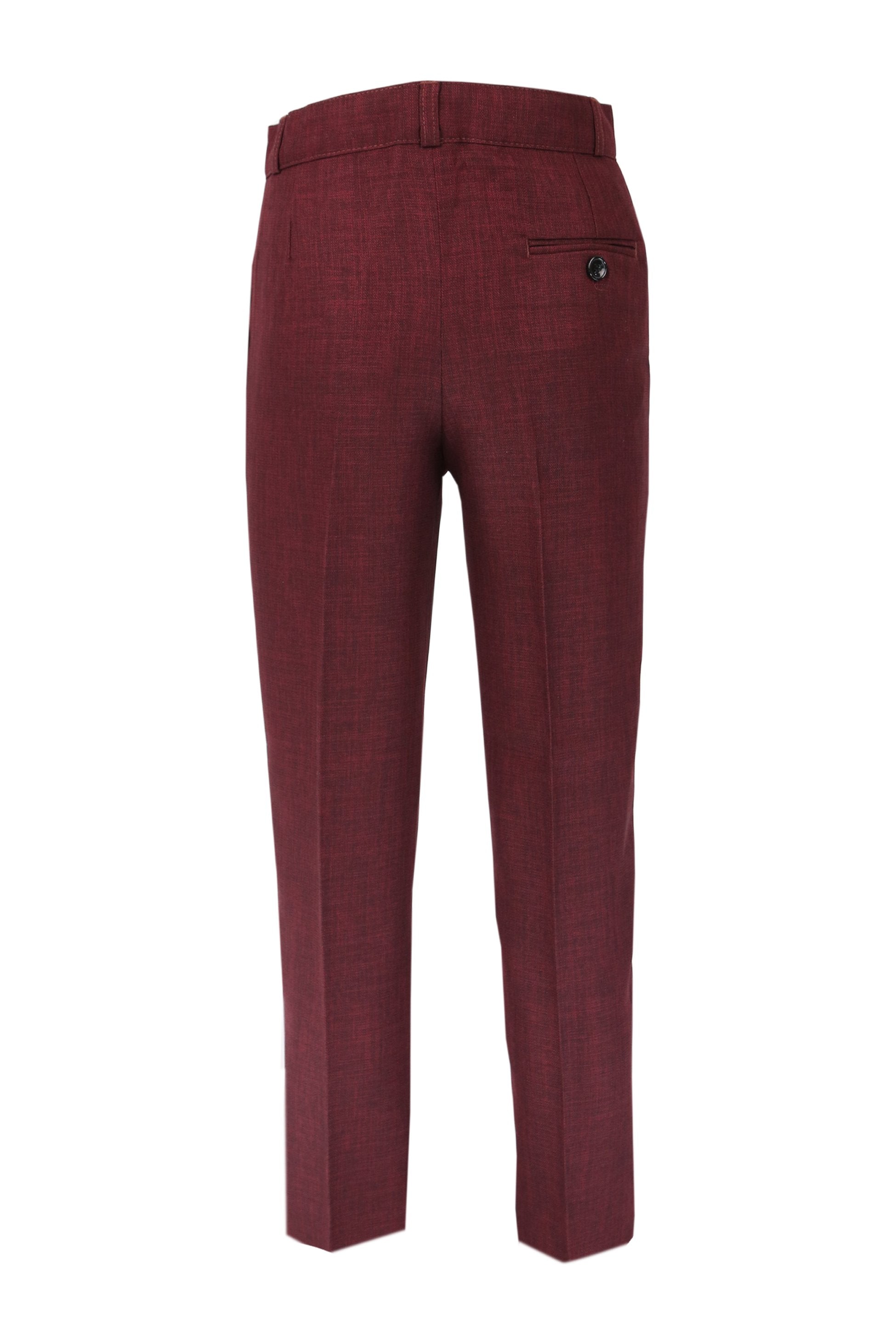 Ensemble Costume à Carreaux Windowpane Bordeaux Slim Fit pour Garçons - Bordeaux
