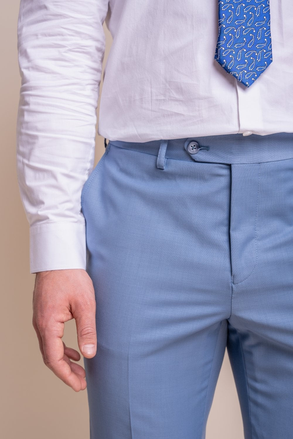 Herren Wollmischung Slim Fit Hose - BOND - Ozeanblau