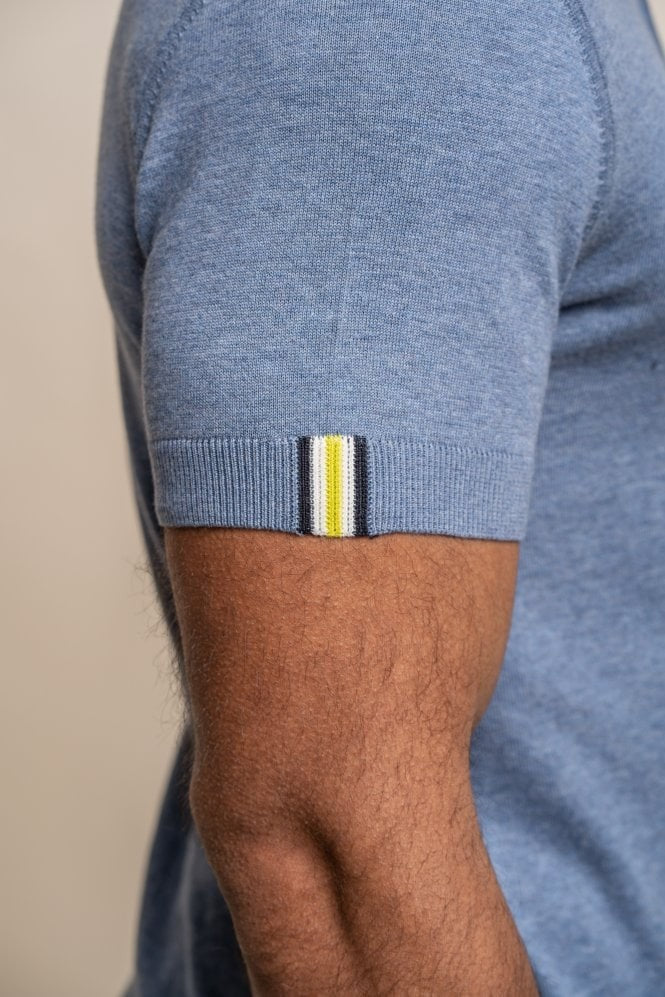 Herren Kurzarm Baumwoll Polohemd - Dino - Air Force Blau