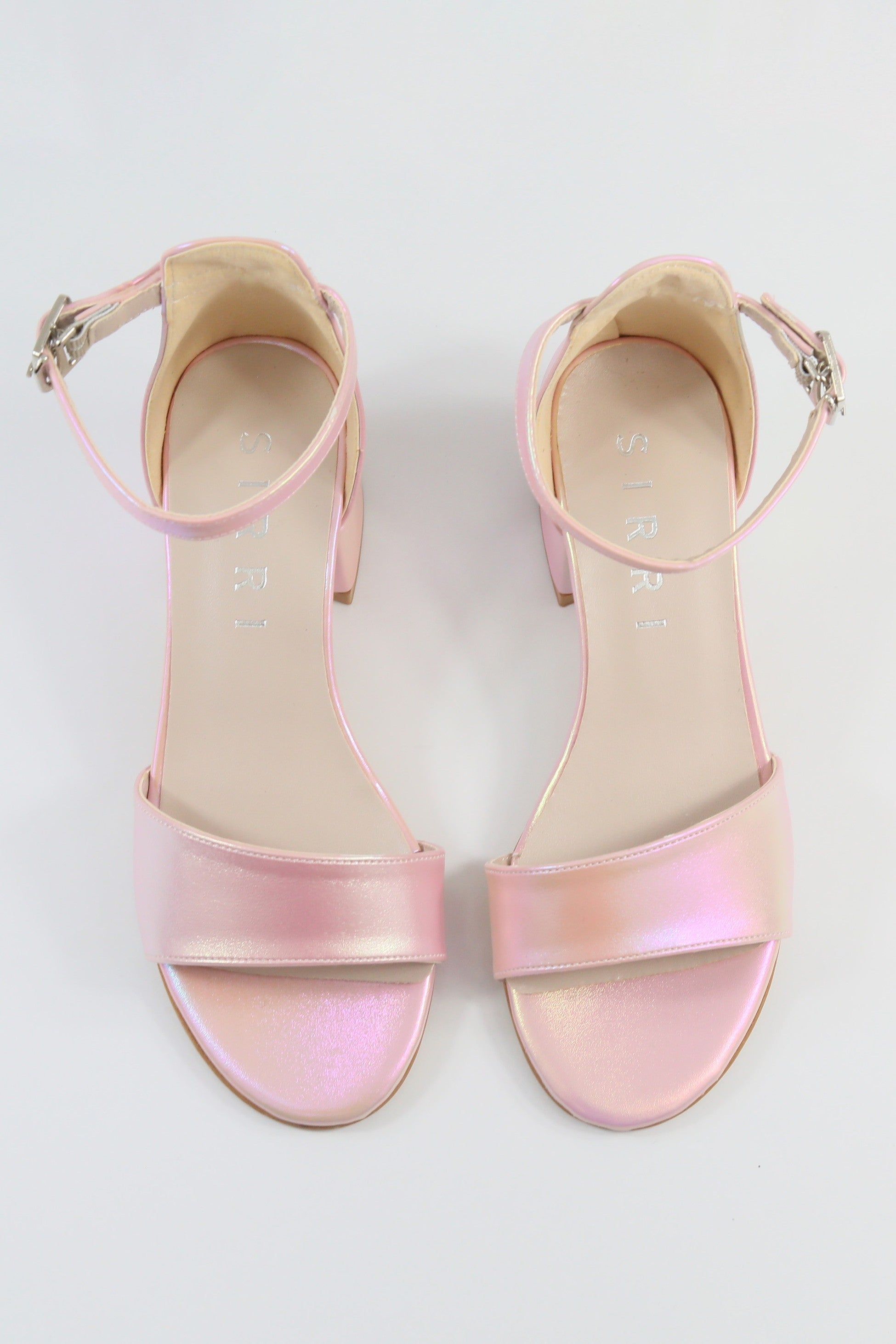 Mädchen Fesselsandalen mit Blockabsatz und schillerndem Effekt - GRACE - Rosa