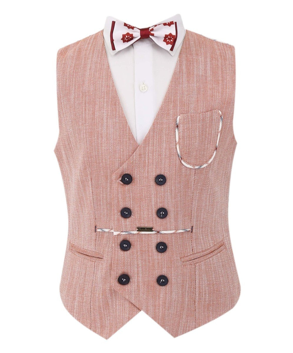 Jungen Karo Blazer und Doppelreihiges Westenanzug-Set - Bordeaux