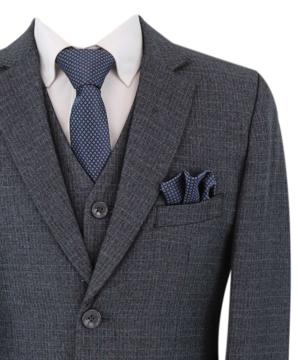 Jungen Tweed Maßgeschneiderter Husky-Größenanzug - JONATHAN Charcoal - Anthrazitgrau