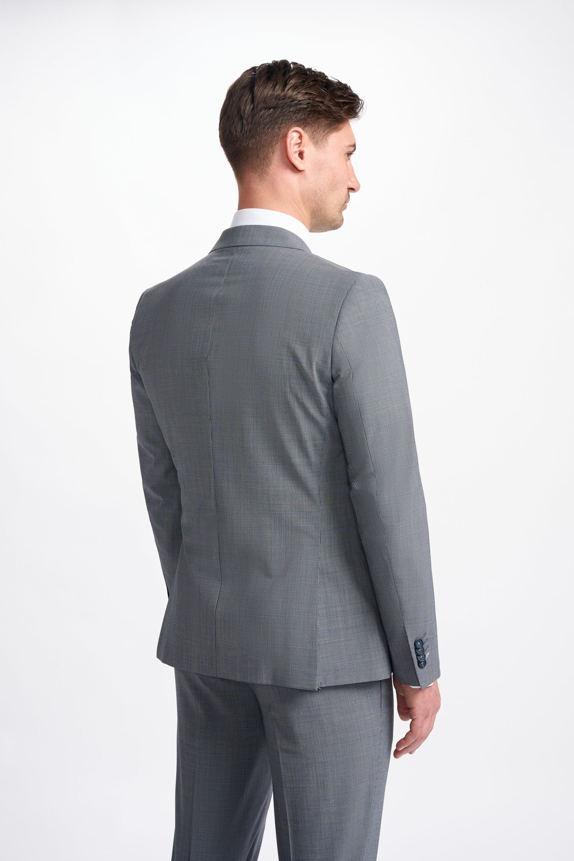 Costume en pied-de-poule gris bleu pour hommes - BOND D/B - Bleu Gris