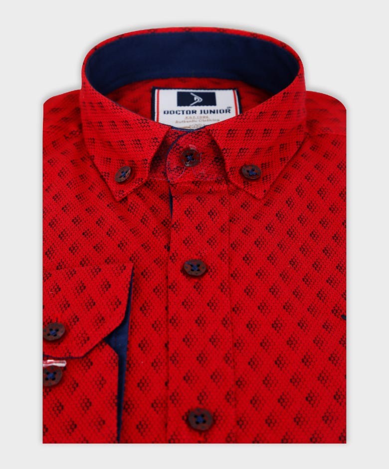 Chemise à Imprimé Slim Fit pour Garçons - Rouge