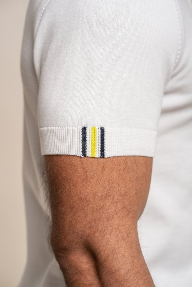 Herren Kurzarm Baumwoll Polohemd - Dino - Ecru