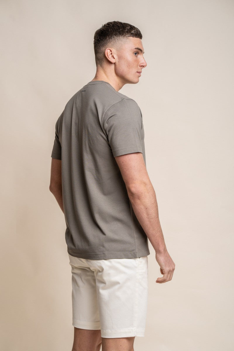 T-shirt en coton à col rond pour hommes - BOGART - Vert Sauge