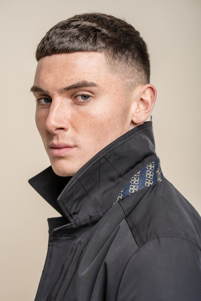 Manteau décontracté léger mi-long pour hommes - BARRACUDA - Noir