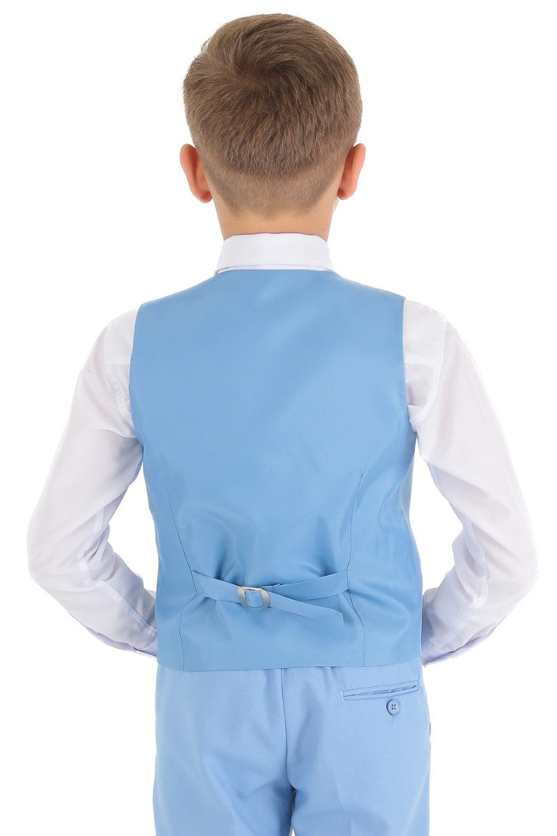Jungen Slim Fit Fischgrät 8-teiliges Anzug-Set - KING - Himmelblau