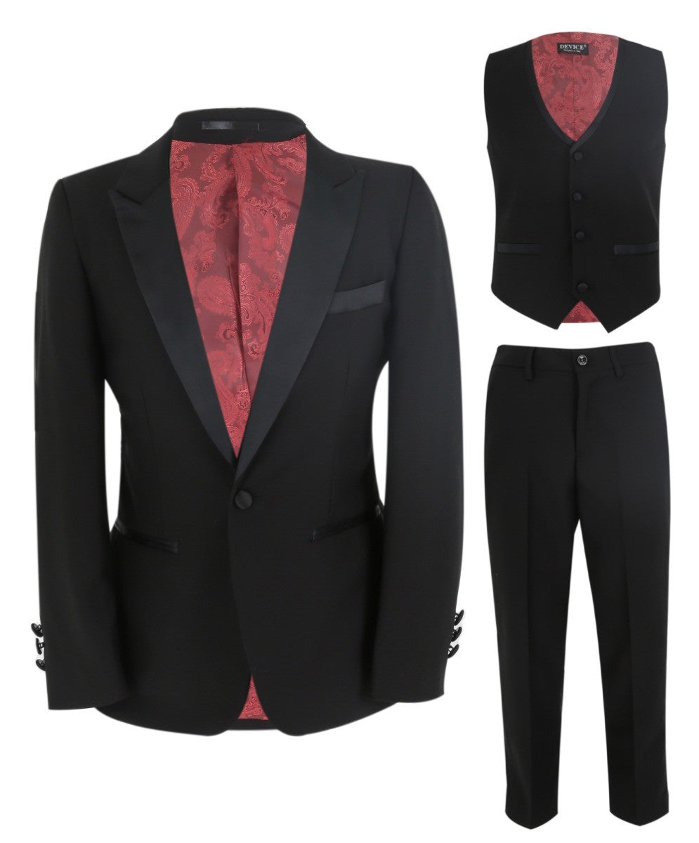 Costume de Smoking à Revers Peak pour Garçons - HARRY Noir - Noir