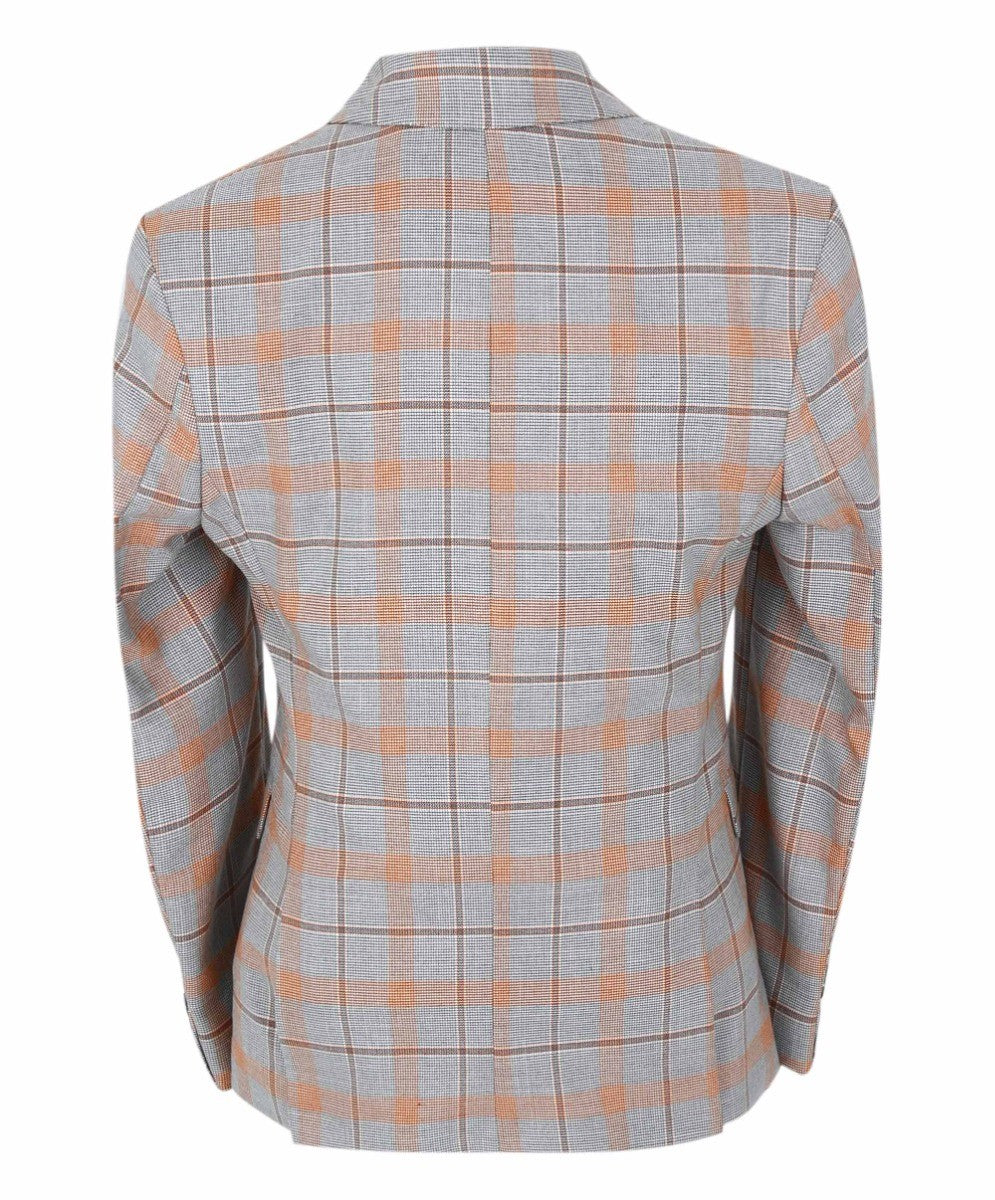 Ensemble Costume à Carreaux Windowpane Slim Fit pour Garçons - Gris