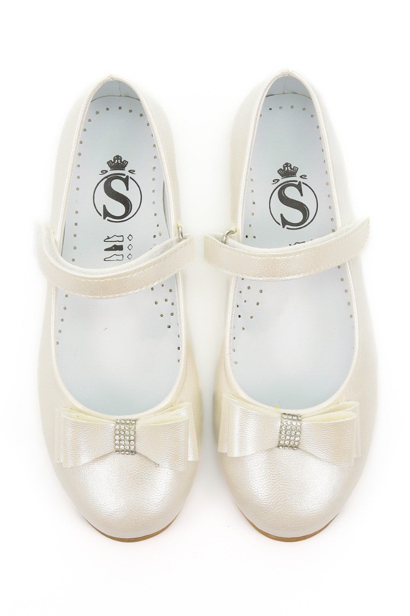 Girls Mary Jane Flat Patent Dress Shoes - LAYLA - Ivory