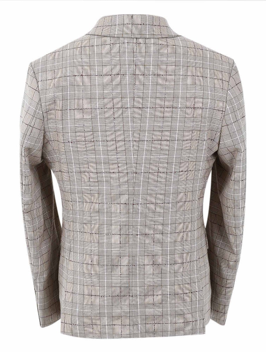 Costume Slim Fit à Carreaux Rétro pour Garçons - Beige