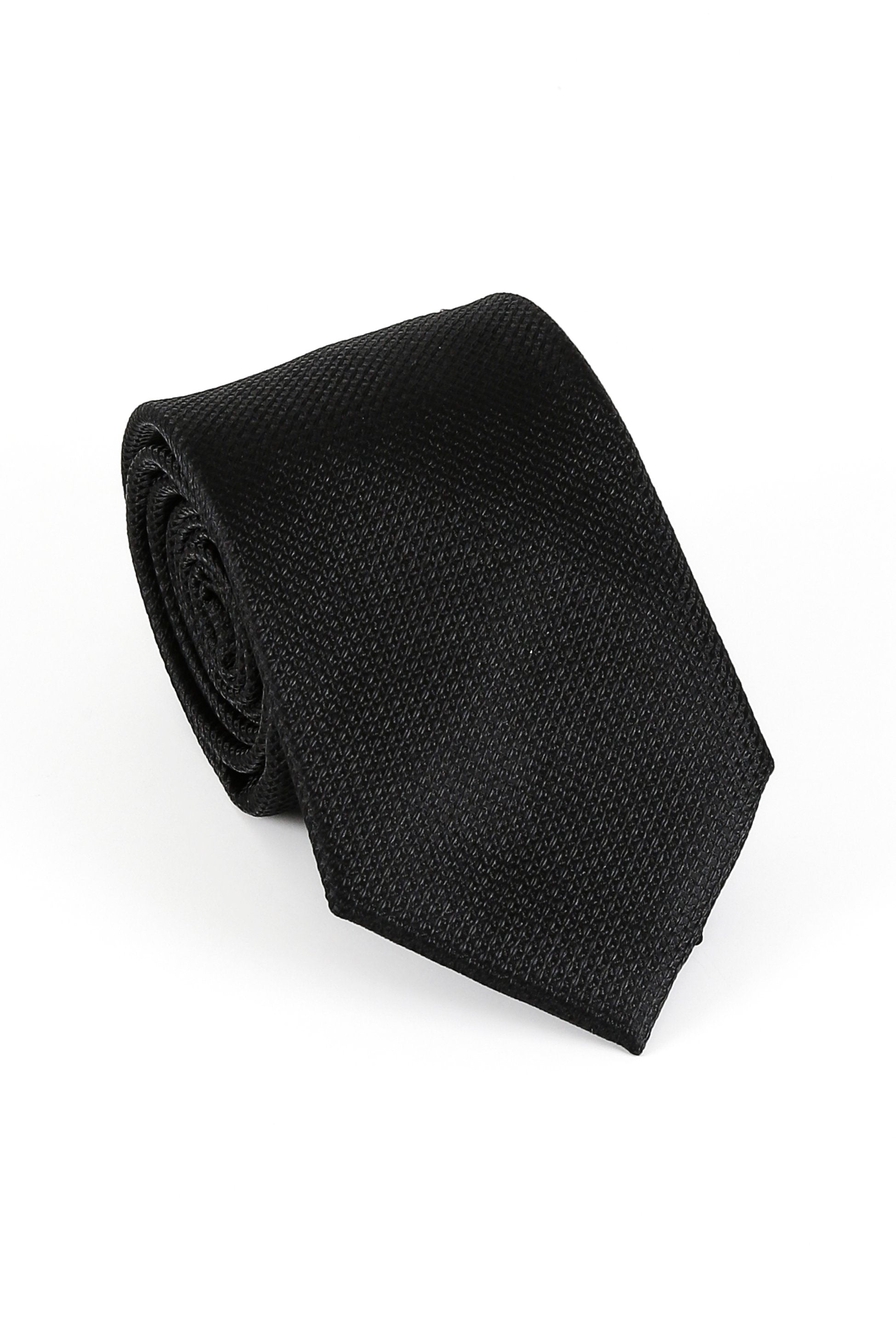 Ensemble cravate et boutons de manchette texturé pour hommes - Noir