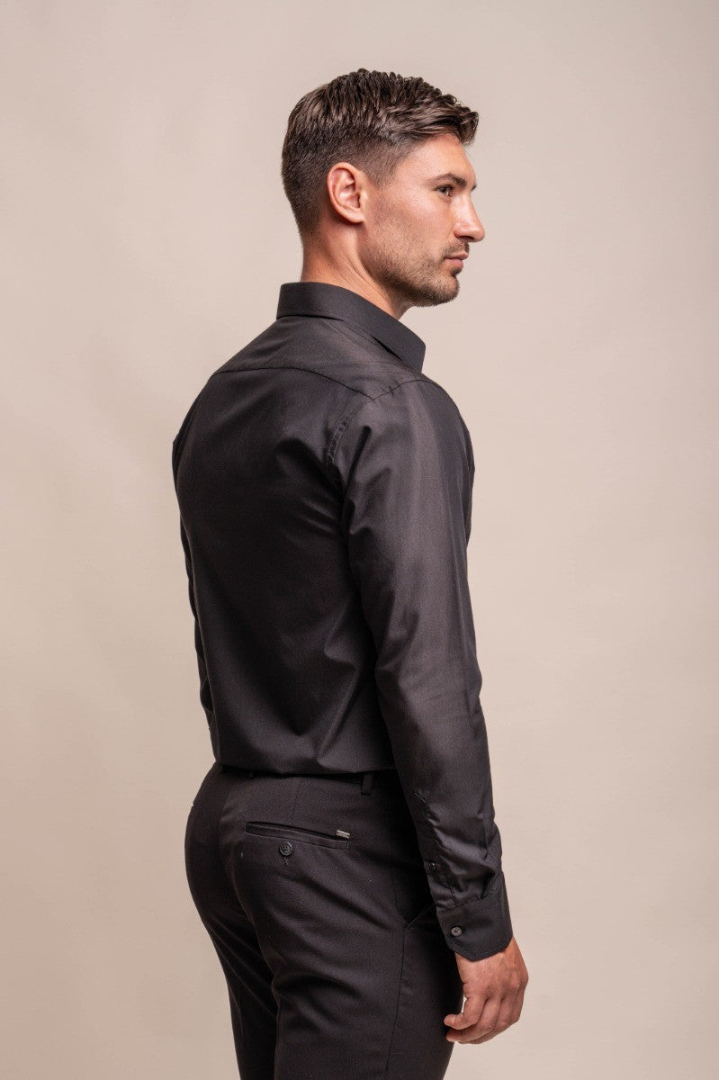 Camicia da uomo in cotone a maniche lunghe taglio sartoriale - MIATTI - Nero