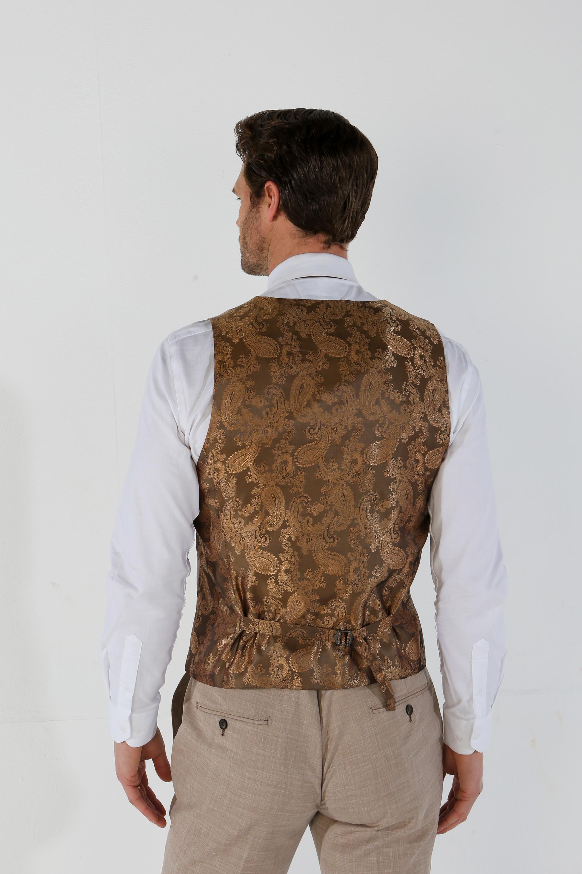 Costume à Motif Check Tailleur pour Homme - KURT - Beige