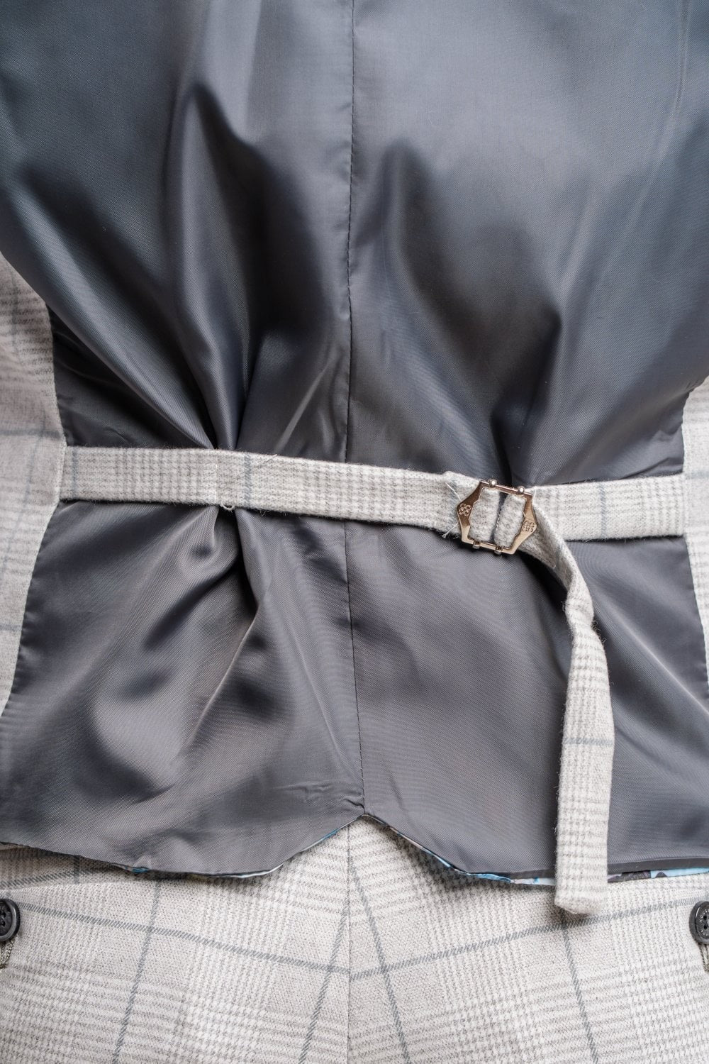 Herren Zweireiher Retro Karo Graue Weste - RADIKA - Hellgrau