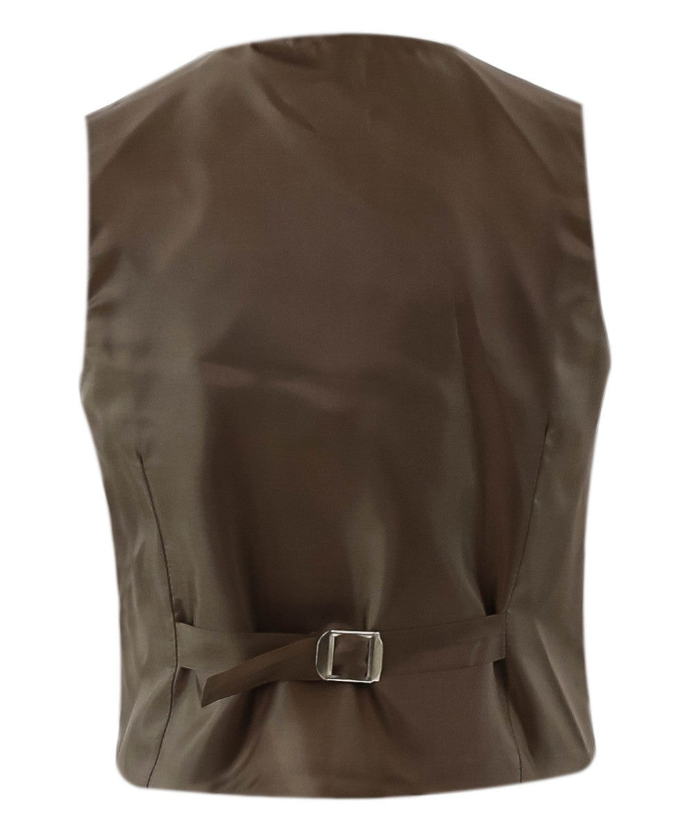 Jungen Tweed Fischgrät Blazer und Westenanzug-Set - Dunkelbraun