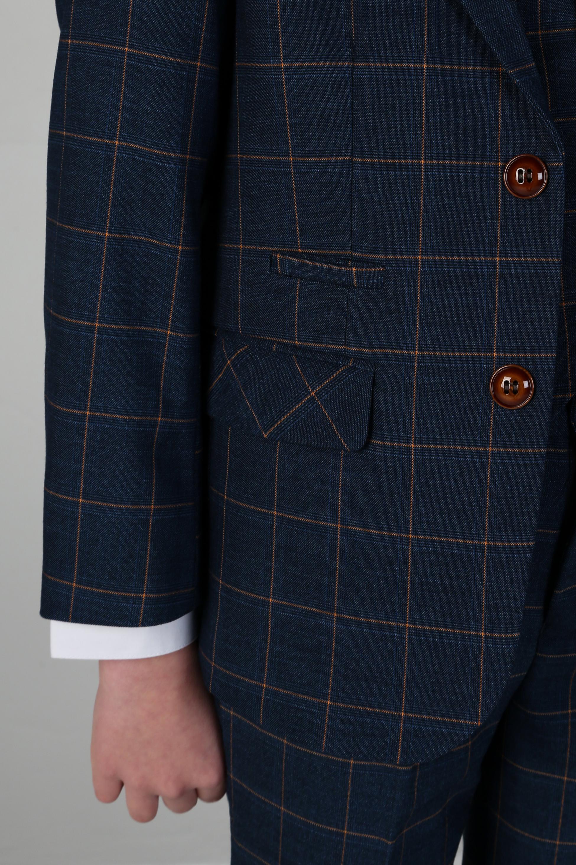 Boys' Tailored Fit Windowpane Check Suit - HAMLEYS - Cornflower Blue