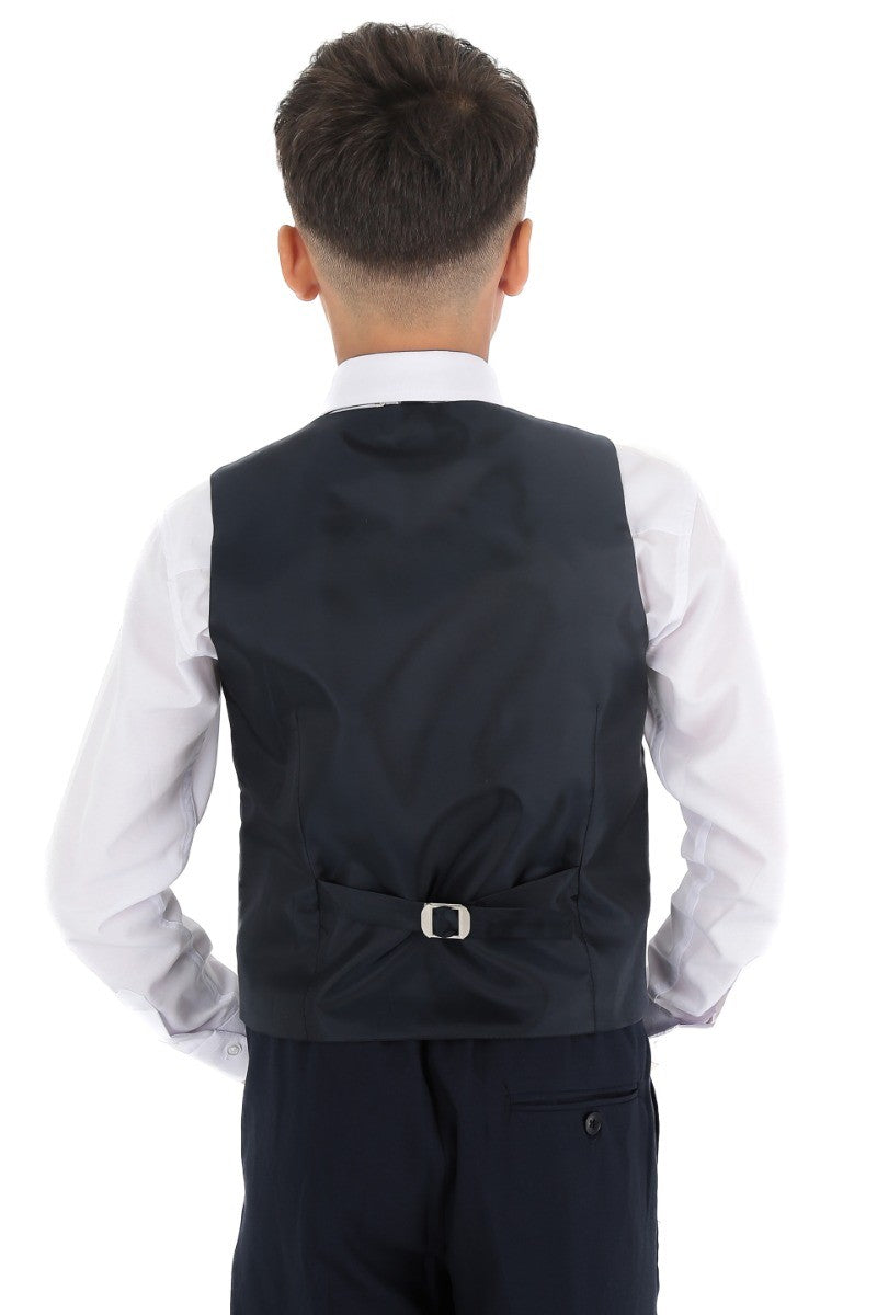 Jungen Slim Fit Fischgrät 8-teiliges Anzug-Set - KING - Navyblau