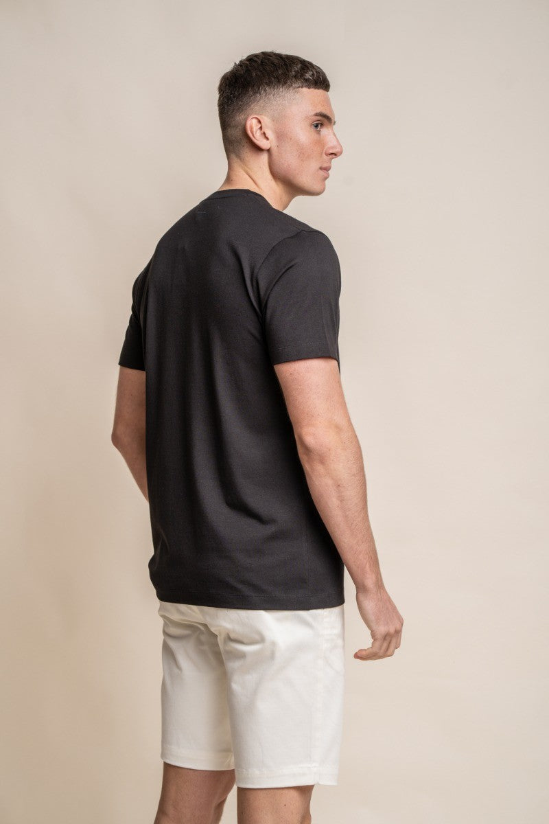 T-shirt en coton à col rond pour hommes - BOGART - Noir