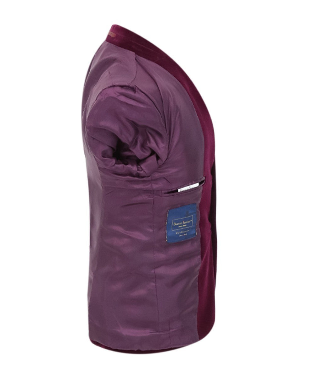 Costume de Smoking en Velours à Passepoil Slim Fit pour Garçons - LONDON - Violet