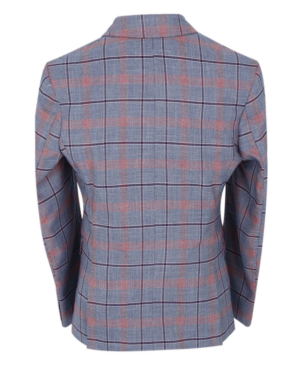 Ensemble Costume à Carreaux Windowpane Slim Fit pour Garçons - Bleu
