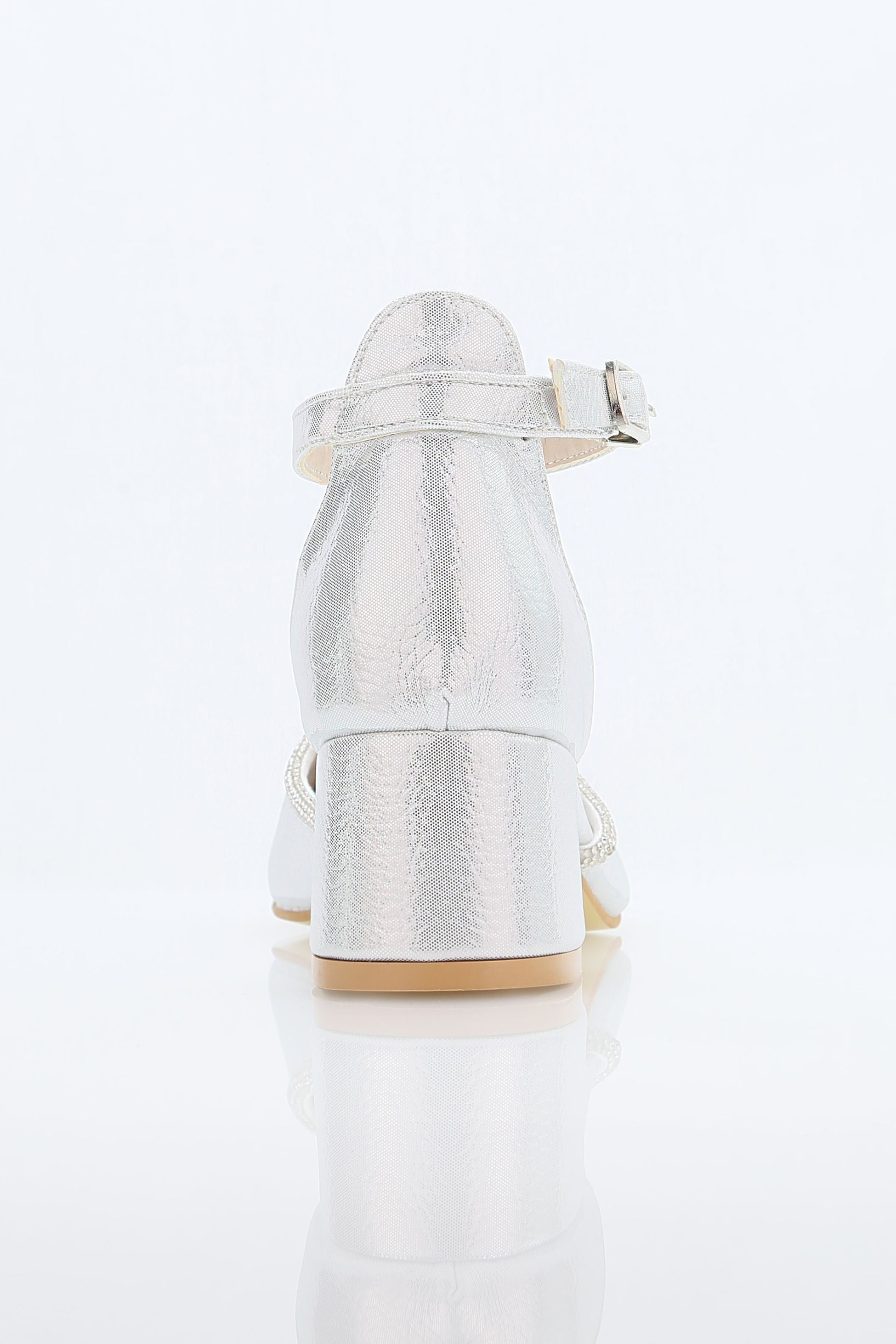 Chaussures à talons blocs texturées avec bride pour filles – JEWEL - Argent