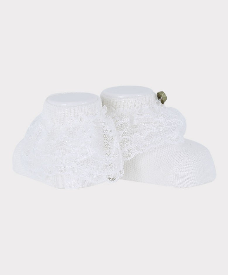 Baby Girls Headband and Socks Set - White