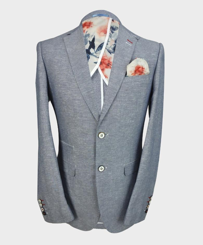 Herren Slim Fit Leinenblazer - ETHAN - Hellblau