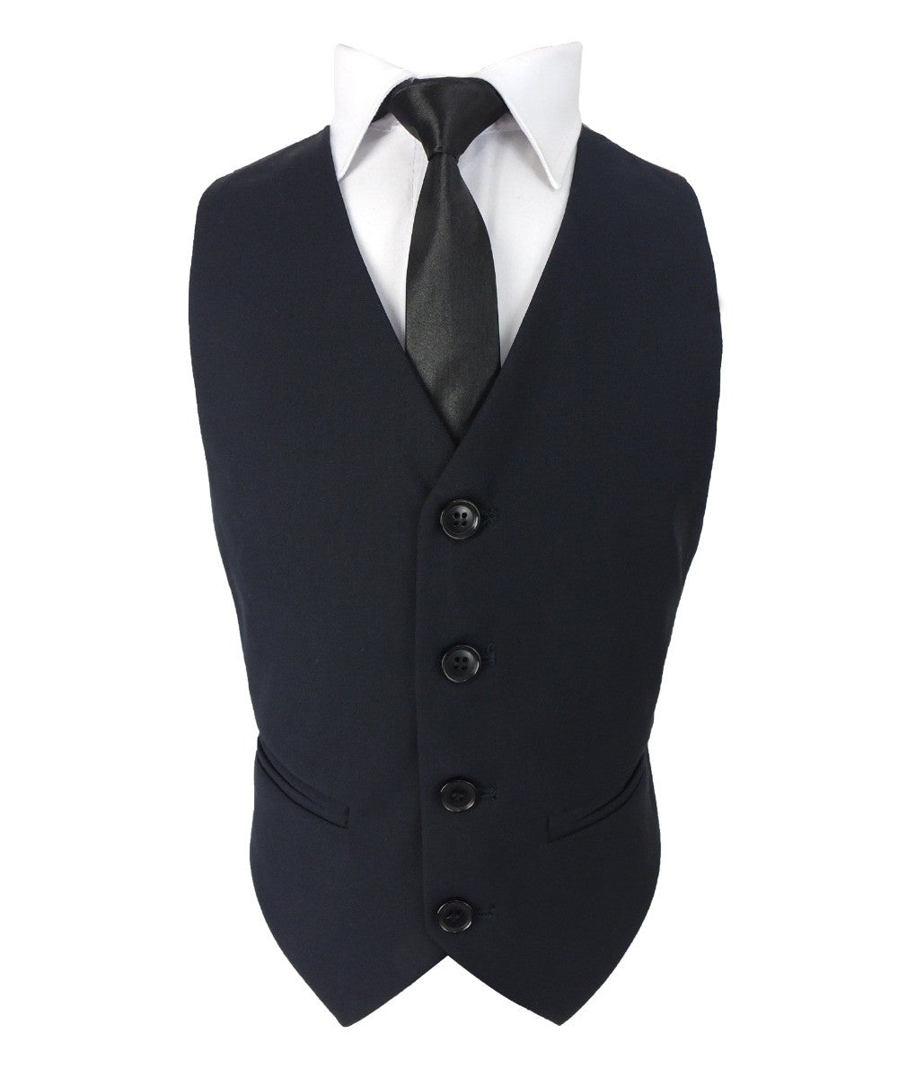 بدلة أولاد بقصة نحيفة بتأثير منسوج ومربعات - أزرق كحلي