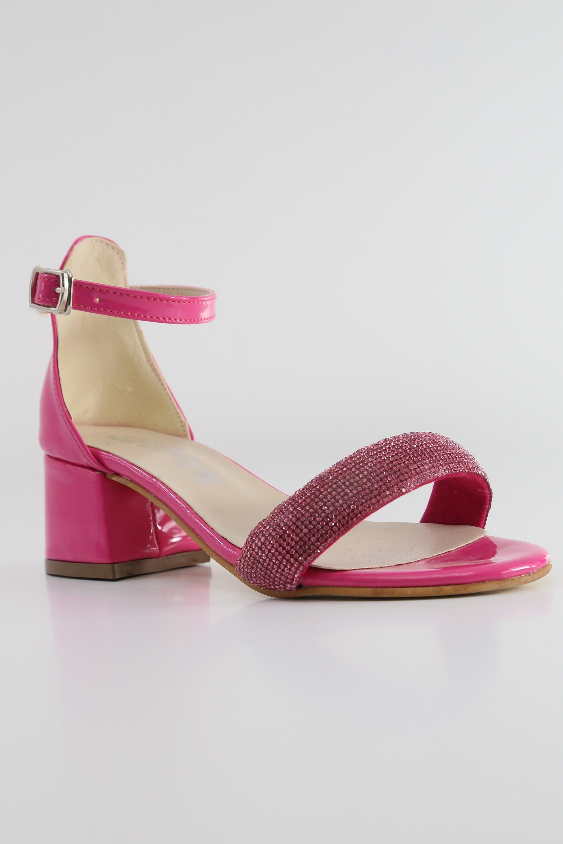 Girls’ Rhinestone Block Heel Sandals - LARA - Rose