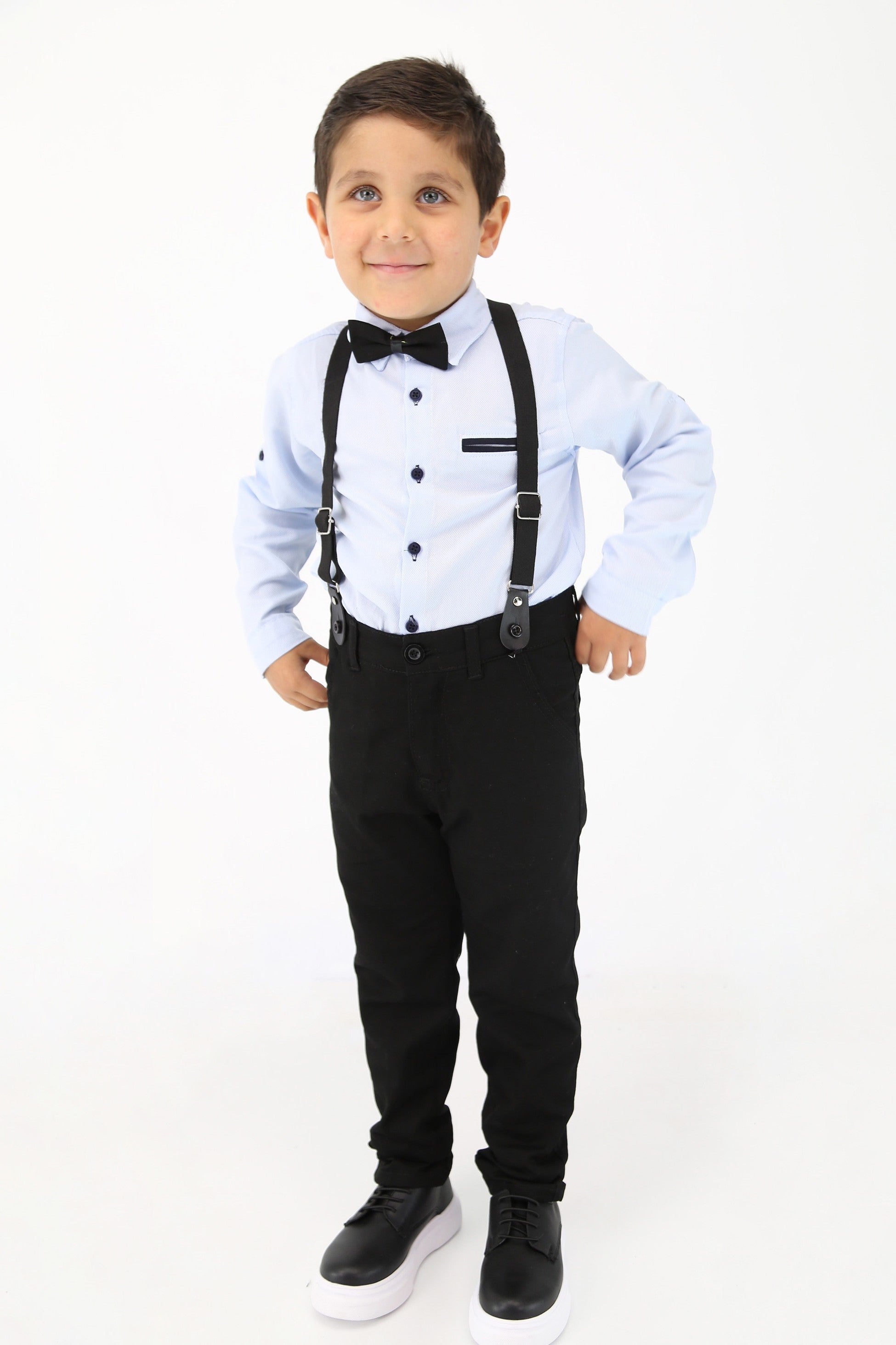 Ensemble 4 pièces en coton pour bébé et garçon - OXFORD - Bleu clair - Bleu marine