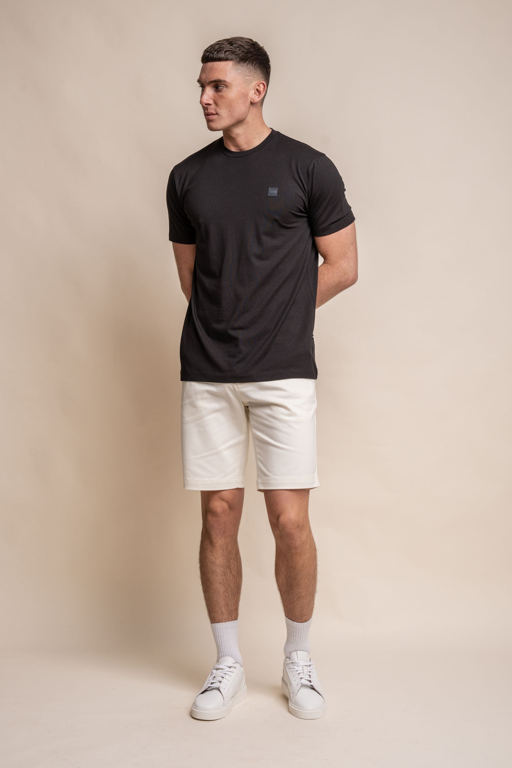 T-shirt en coton à col rond pour hommes - BOGART - Noir