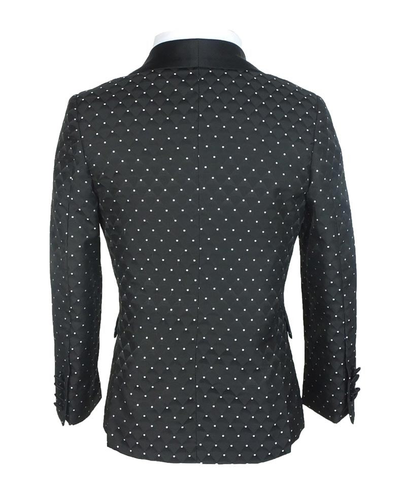 Costume de Smoking Matelassé à Points Noirs pour Garçons - Noir