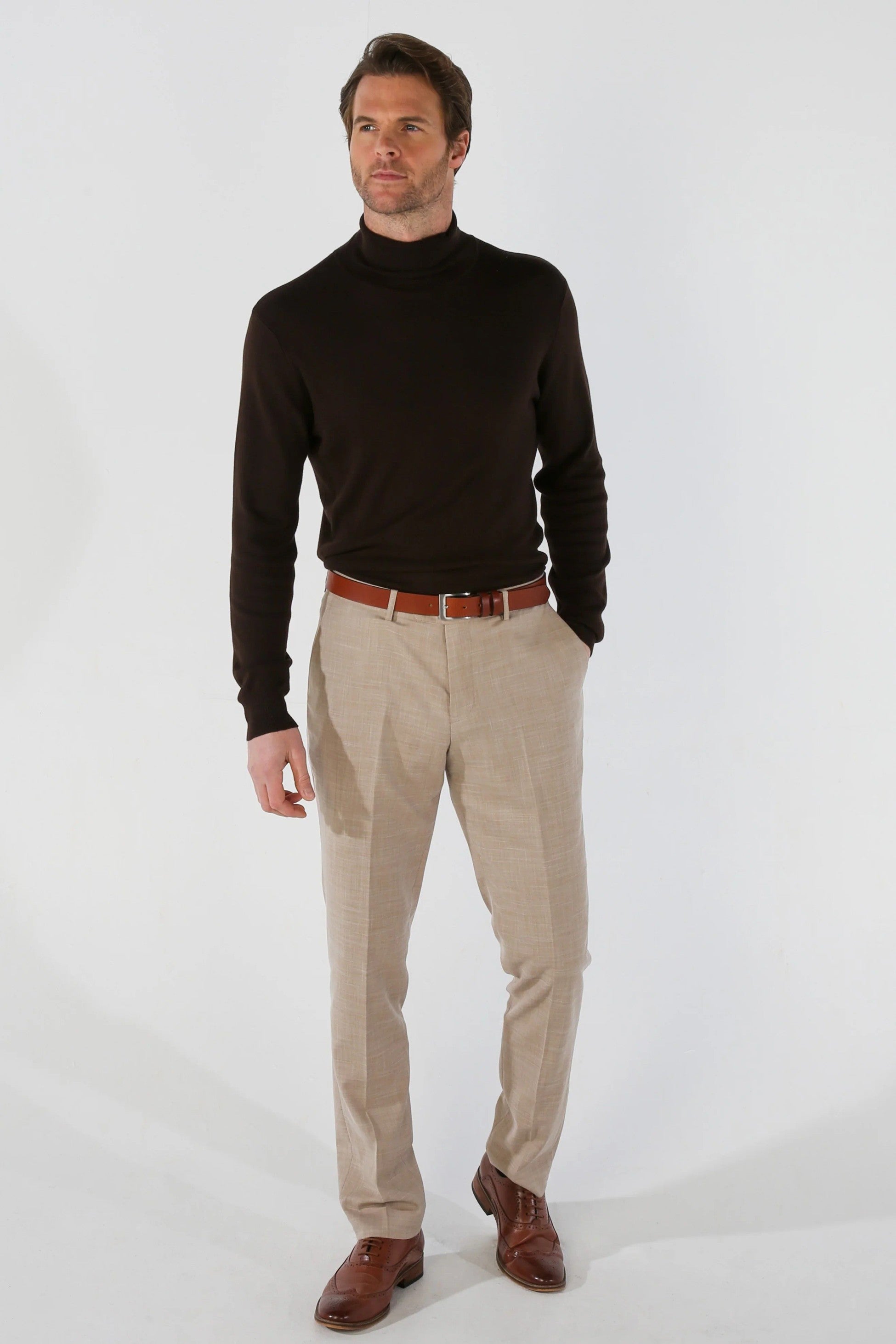 Costume à Motif Check Tailleur pour Homme - KURT - Beige