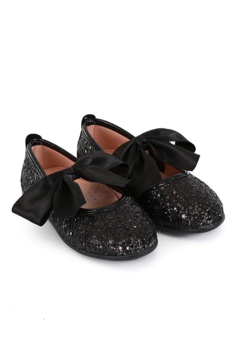 Escarpins Plats à Paillettes pour Filles - LOLA - Noir