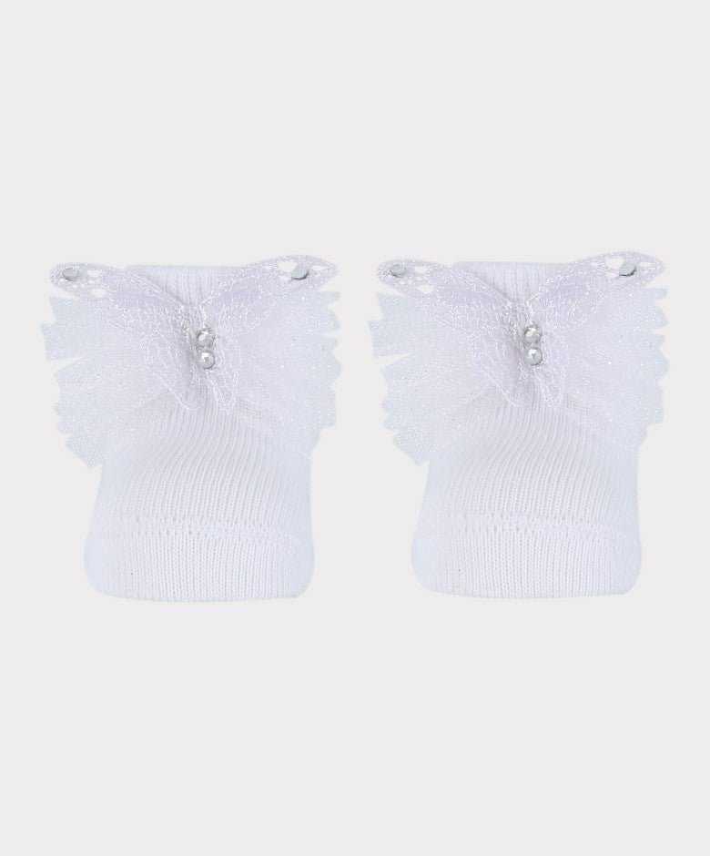 Baby Girls Headband and Socks Set - White