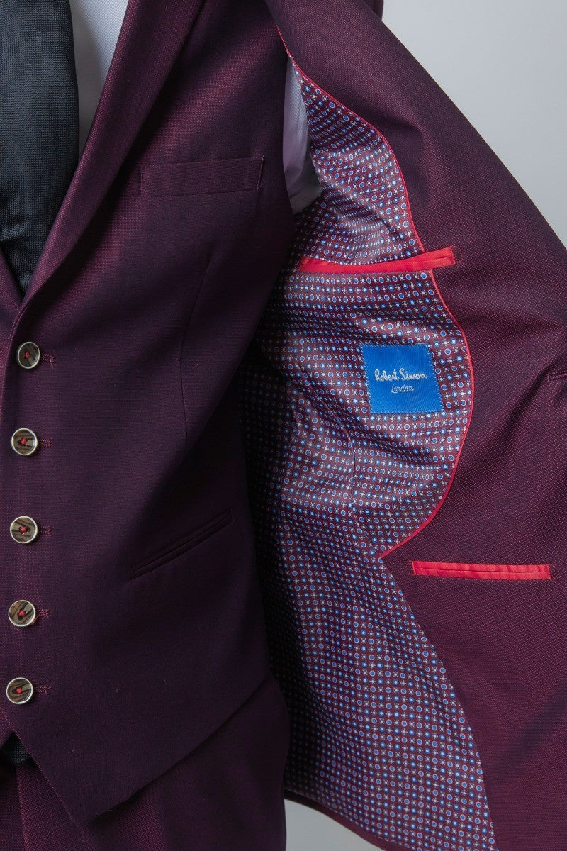 Herren Lincoln Slim Fit Burgunder Anzug - Burgunder