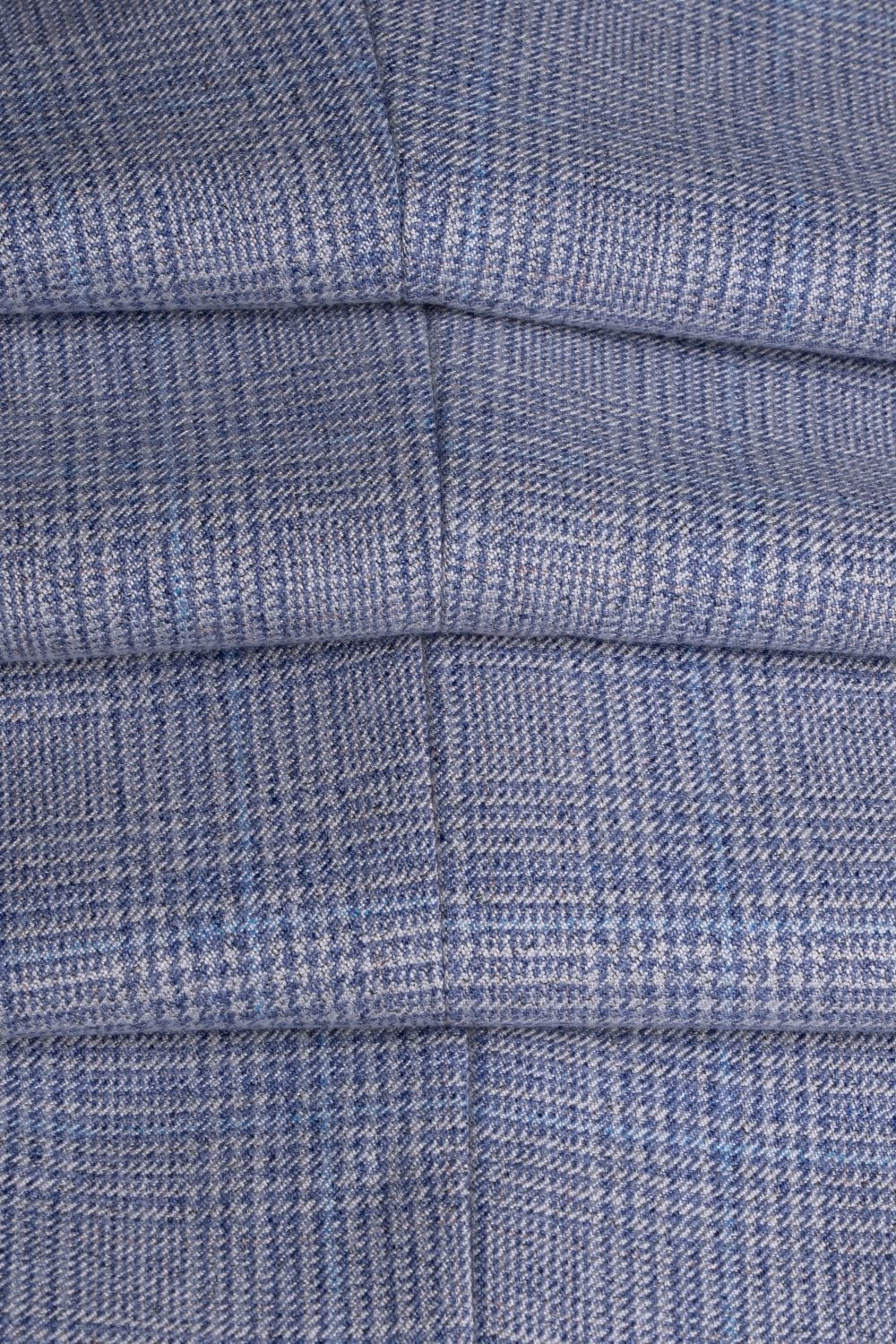 Men's 3-Piece Tweed Glen Check Suit - CARIDI - Sky Blue