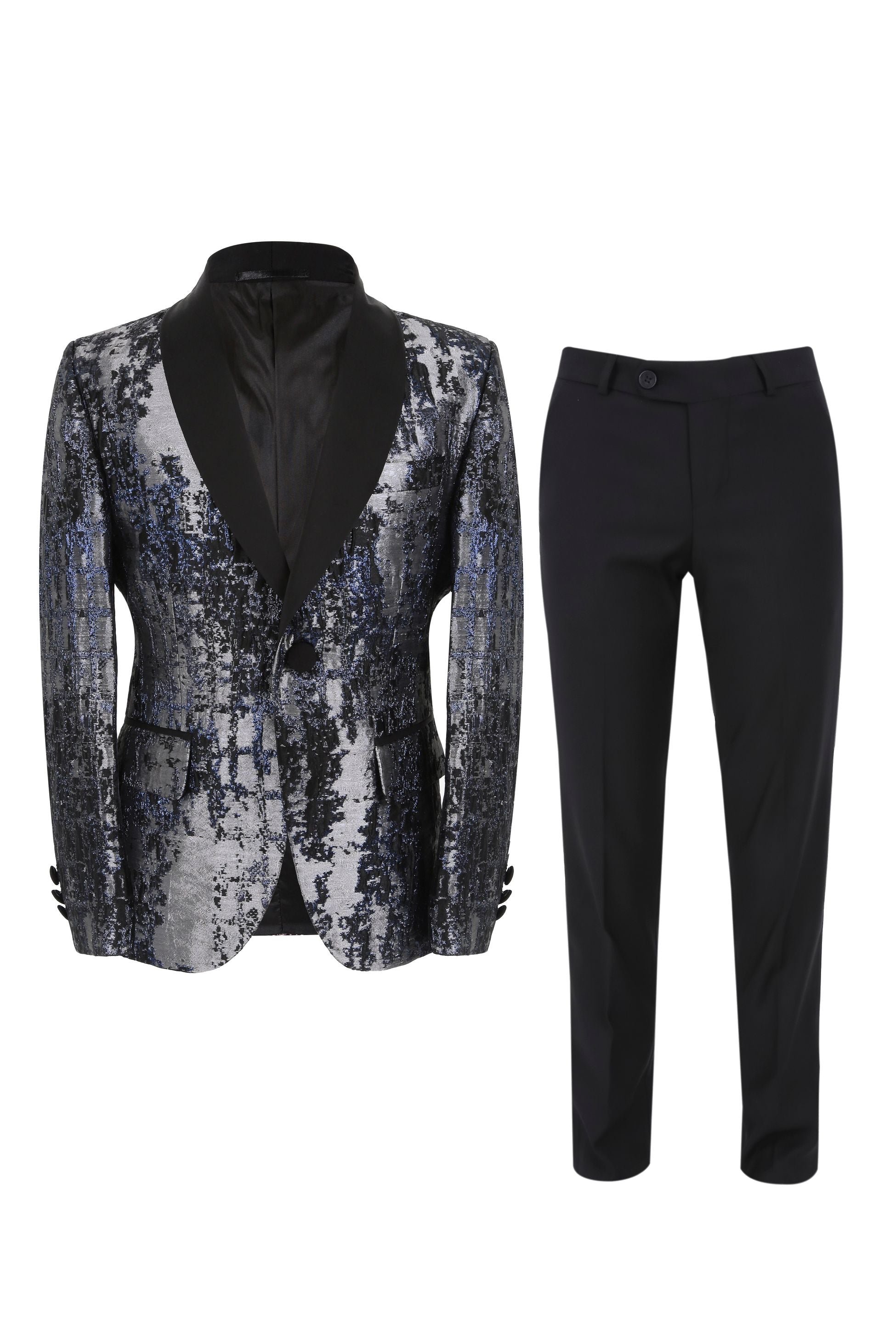 Costume de Smoking à Motifs Iridescents pour Garçons - Noir - Argent