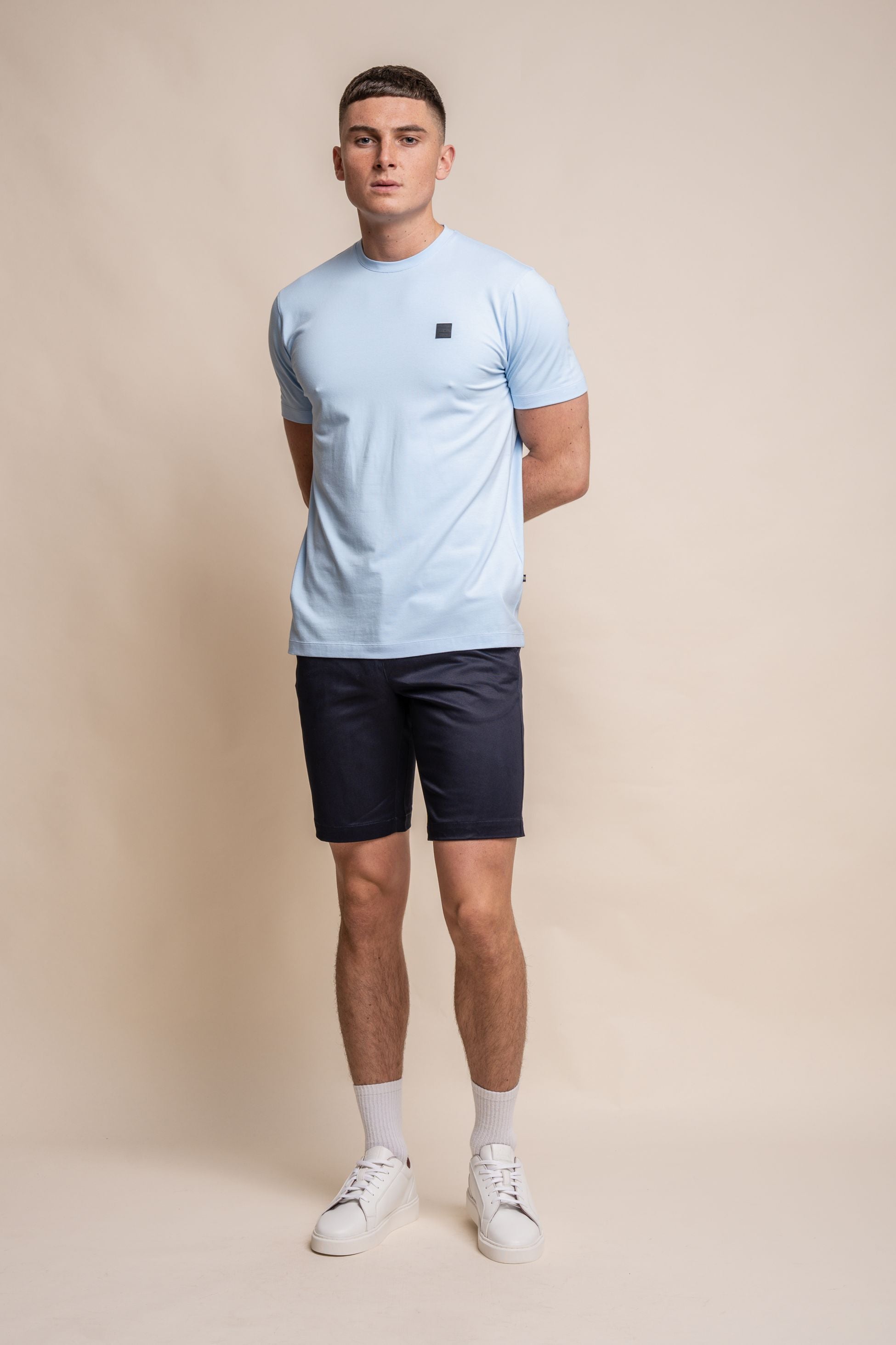 T-shirt en coton à col rond pour hommes - BOGART - Bleu Ciel